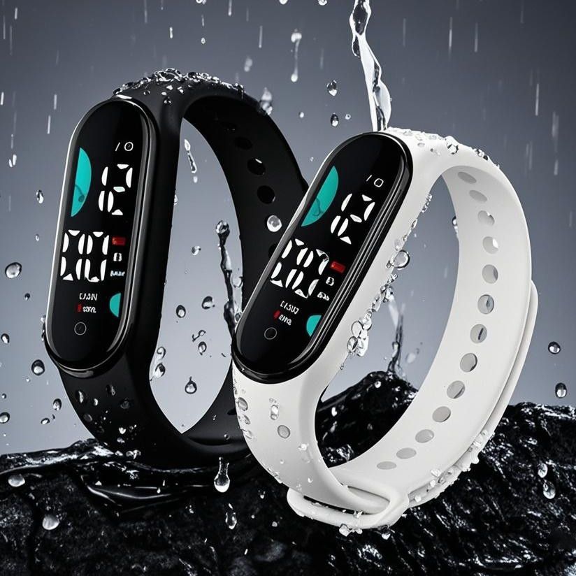 Silicone Band Women - Relógio LED à Prova d'Água para