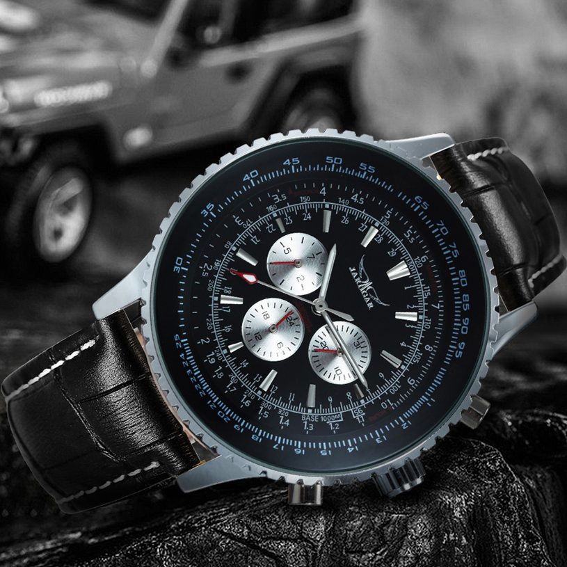 Relógio Automático Esportivo J - Leather Watch Band Men avaliação e preço