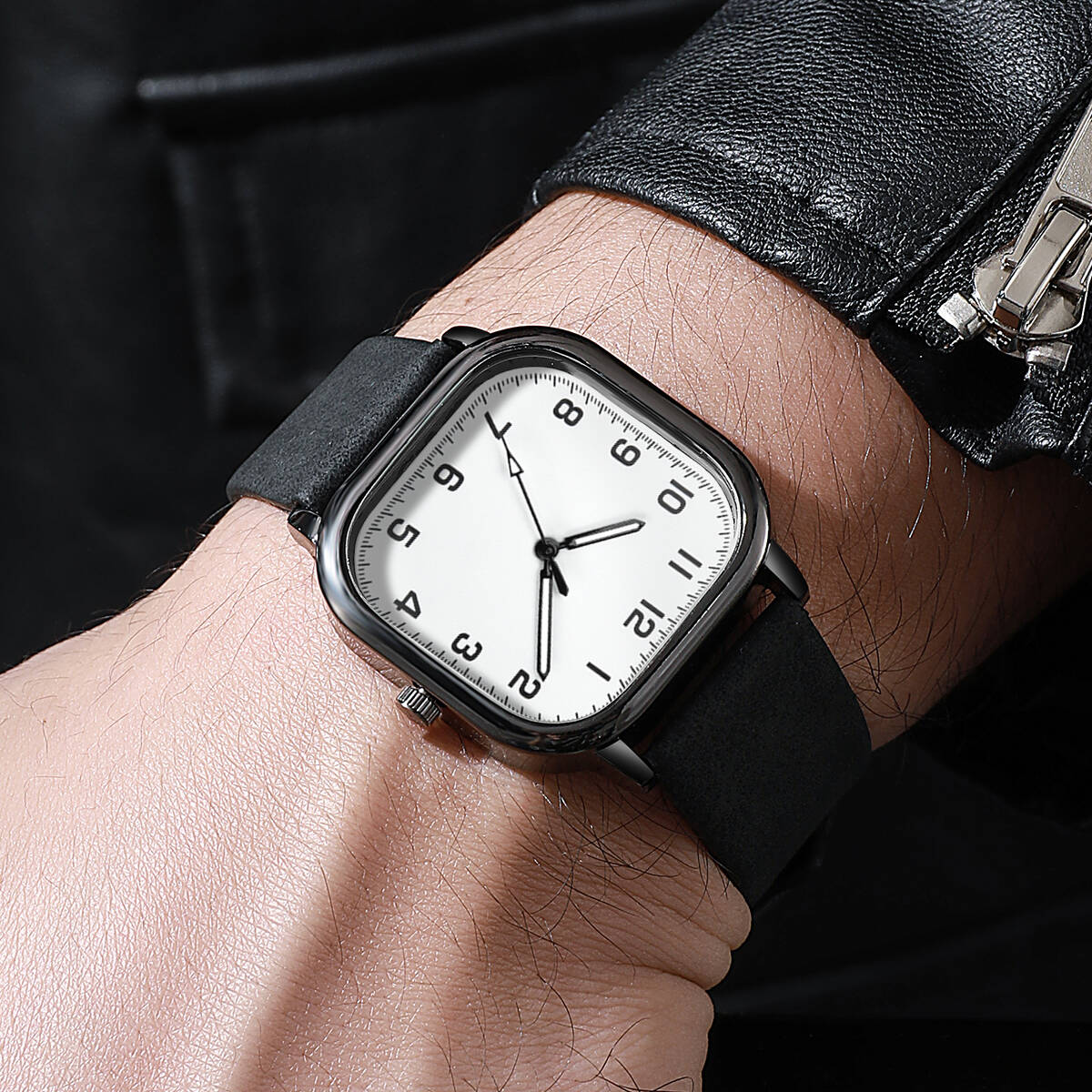 Moda masculina relógios de neg - Leather Watch Band Men avaliação e preço