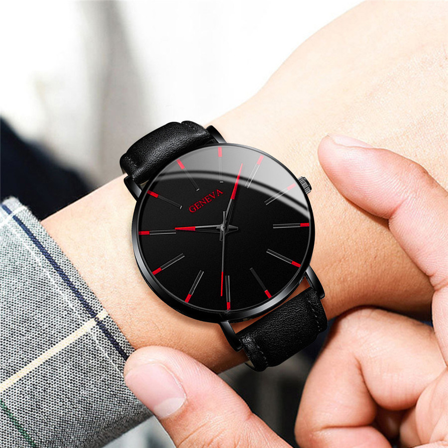 4 pçs moda ultra-fino dial mas - Leather Watch Band Men avaliação e preço