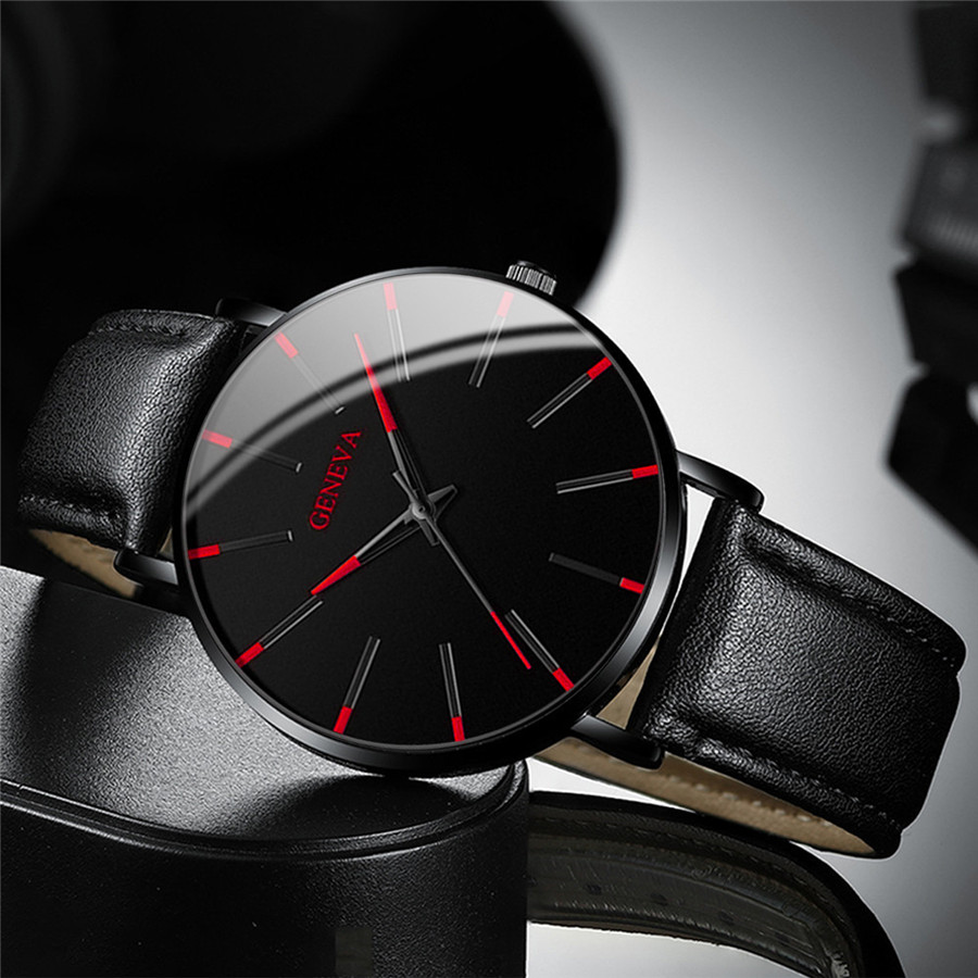 4 pçs moda ultra-fino dial mas - Leather Watch Band Men avaliação e preço