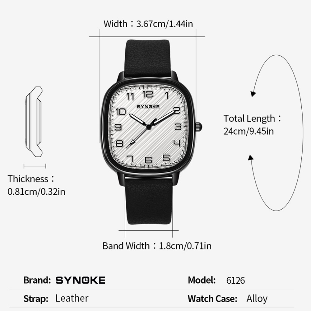 Relógio para homens SYNOKE Top - Leather Watch Band Men avaliação e preço